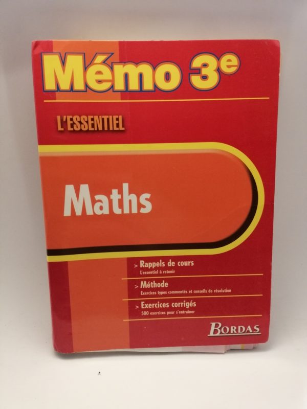 Maths 3ème : L'essentiel (Memo Essentiel)